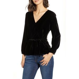 J. Crew Faux wrap velvet top